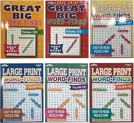 Word Search Puzzle Book Bundle 6 Pack Bundle Easy To Read Large Print 80 Challenging Searching Games Each Men Women Adults Seniors Less Eye Fatigue Strain Board Games Amazon Canada