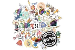 CON*QUEST Conquest Journals Harry Potter Watercolor Vinyl Stickers, Set of Unique Sticker Decals, 5 Holograms, Waterproof, UV & Scratch Resistant, Great for Gadgets, Officially Licensed (White Vinyl, 60-Pack)