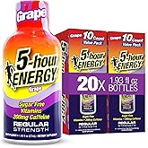 5-hour ENERGY GRAPE Flavor, 20 Count, Regular Strength Energy Shot | 1.93 Fl Oz, Amino Acids, B Vitamins, Sugar Free and Zero Calories