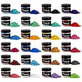 Rolio - Mica Powder - 24 Jars of Pigment for Paint, Dye, Soap Making, Nail Polish, Epoxy Resin, Candle Making, Bath Bombs, Sl