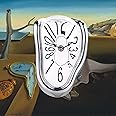 Lafocuse Silent Modern Silver Melting Clock, Salvador Dali Clock Melted Battery Operated, Unique Desk & Shelf Clock for Living Room Decor Home Decor Office