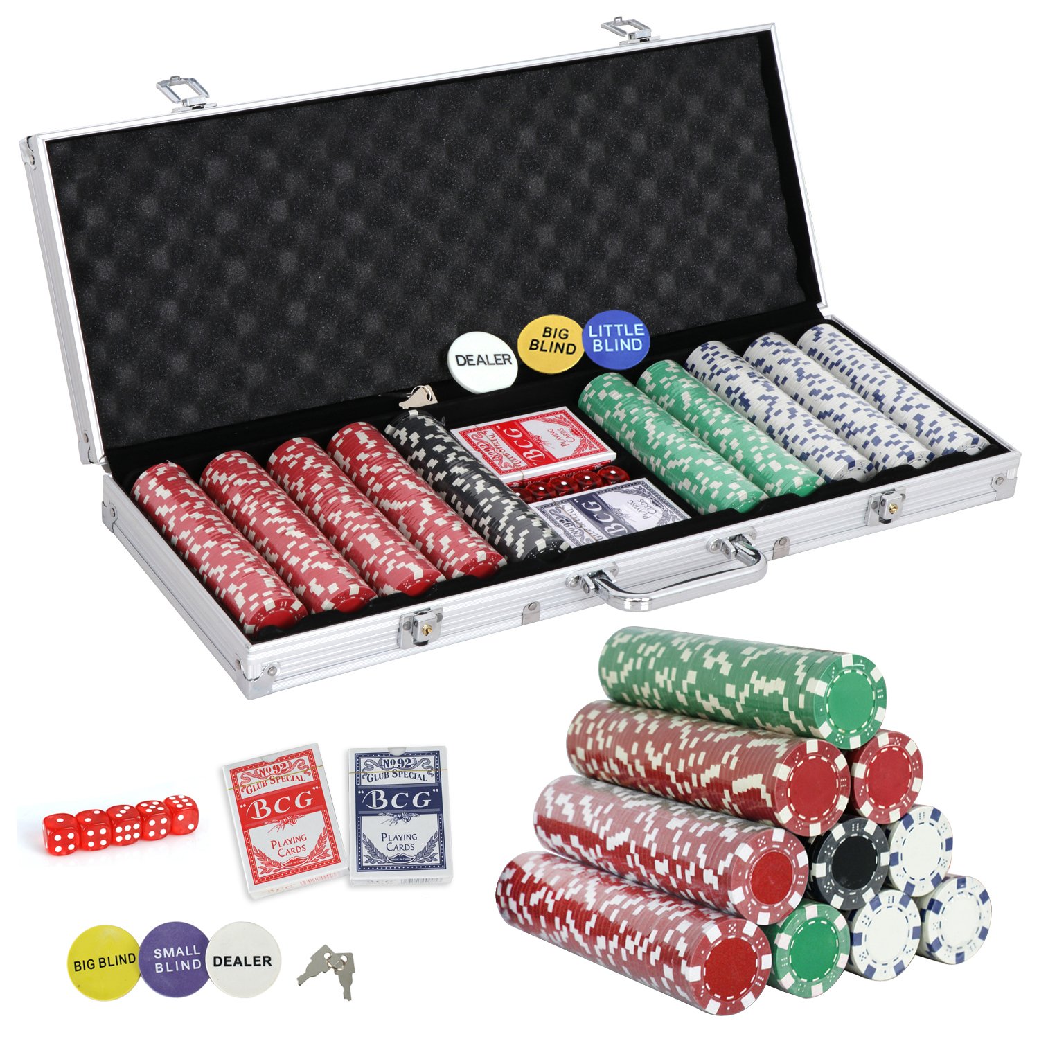 Smartxchoices 500 Poker Chip Set 11.5 Gram Dice Style Clay Casino Poker