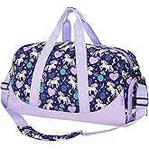 Choco Mocha Duffle Bag Kids Girls - Unicorn Overnight Bags for Kid with Shoes Compartment, Cute Weekender Bag for Sleepover Travel, Purle Galaxy