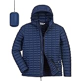 33,000ft Men's Thermolite Packable Hooded Quilted Puffer Jacket, Lightweight Warm Puffy Insulated Winter Coat