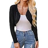Totatuit Women's Long Sleeve Cropped Cardigan Open Front Bolero Shrugs for Dresses Fall Knit Crochet Cardigan