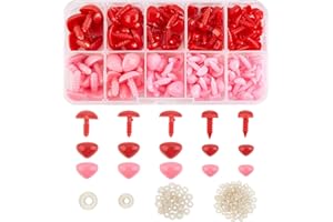 SUPERFINDINGS About 130Pcs 5 Sizes Plastic DIY Dog Nose 2 Colors Safety Triangle Nose DIY Craft Noses for Bear, Doll, Dog, Pu