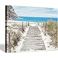 SD SOFT DANCE Beach Path Canvas Wall Art: Seascape Picture Shore Painting Coastal Pathway Artwork for Bedroom (24'' x 18'' x 1 Panel)