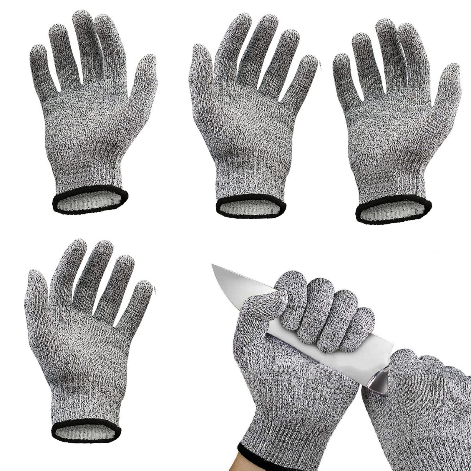 Angzhili 2 Pair Cut Resistant Gloves,Grade Level 5 Safety Cut-Resistant Gloves,HPPE Anti Cutting Gloves for Kitchen,Factory,Industrial Working Gloves (XL)