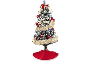 ELAMAS 3ft Christmas Tree with Lights, Christmas 36inch Small Artificial Tabletop Tree, Xmas Desk Mini Tree with 50 LED Lights, Hanging Ornaments Decorations, Holiday Tree for Home Decor, Indoor, Office