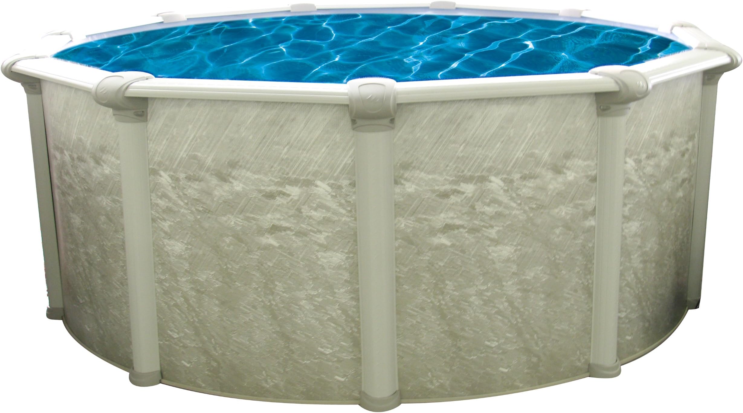24' Round 52" High Above Ground Heritage STL Swimming Pool with Boulder Swirl Overlap Liner and Thru Wall Skimmer Kit