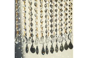 KRISININE 10pcs Crystal Garland Strands Crystal Lamp Beads Glass Loquat Prism Hanging Chandelier Beads Replacements Strings Christmas Wedding Decoration for Home Gold Pinning