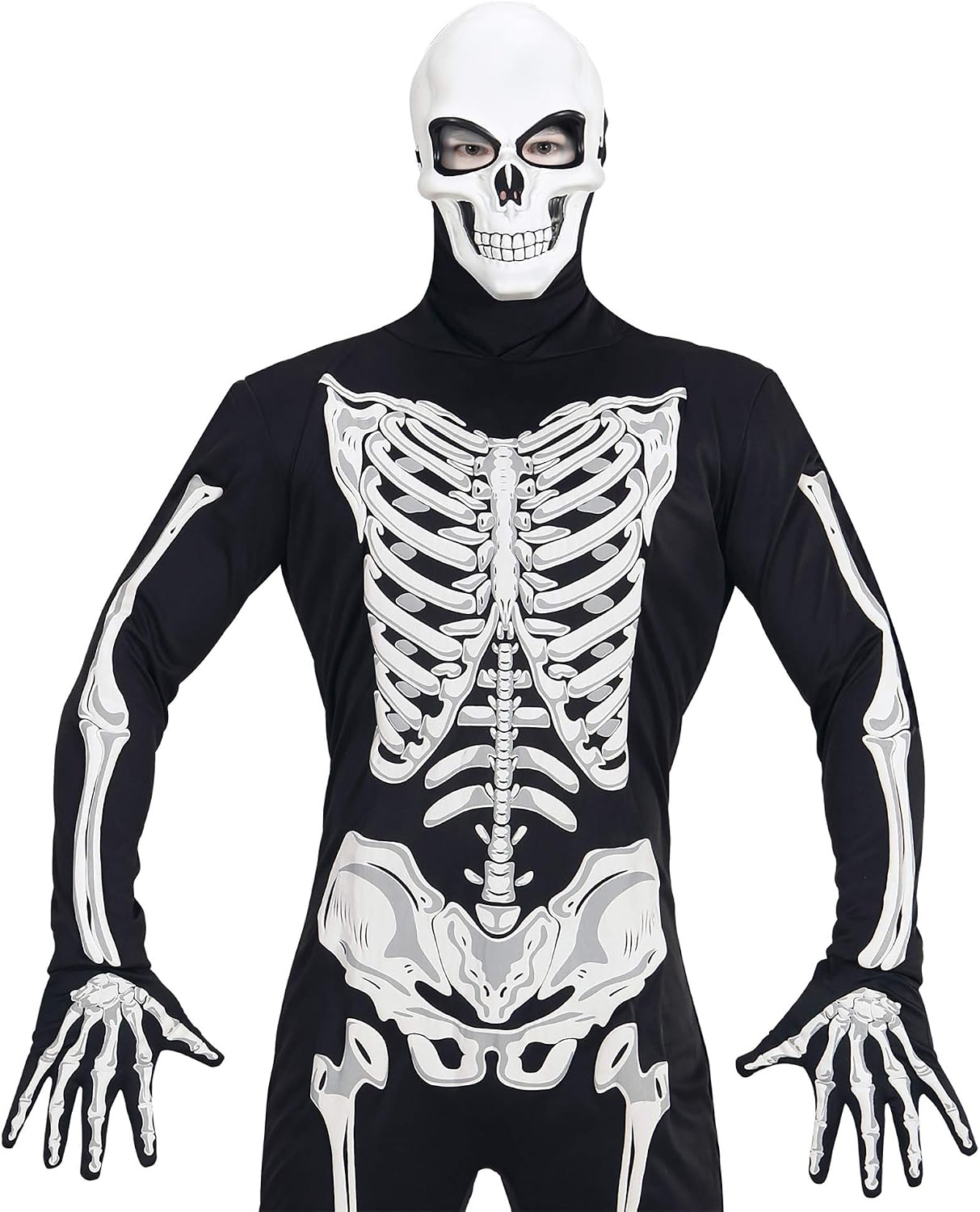 Widmann Skull Half Fcae Mask Skeleton Ghost Halloween Fancy Dress Accessory, White, ?40 x 16.5 x 7.3 cm - Image 4