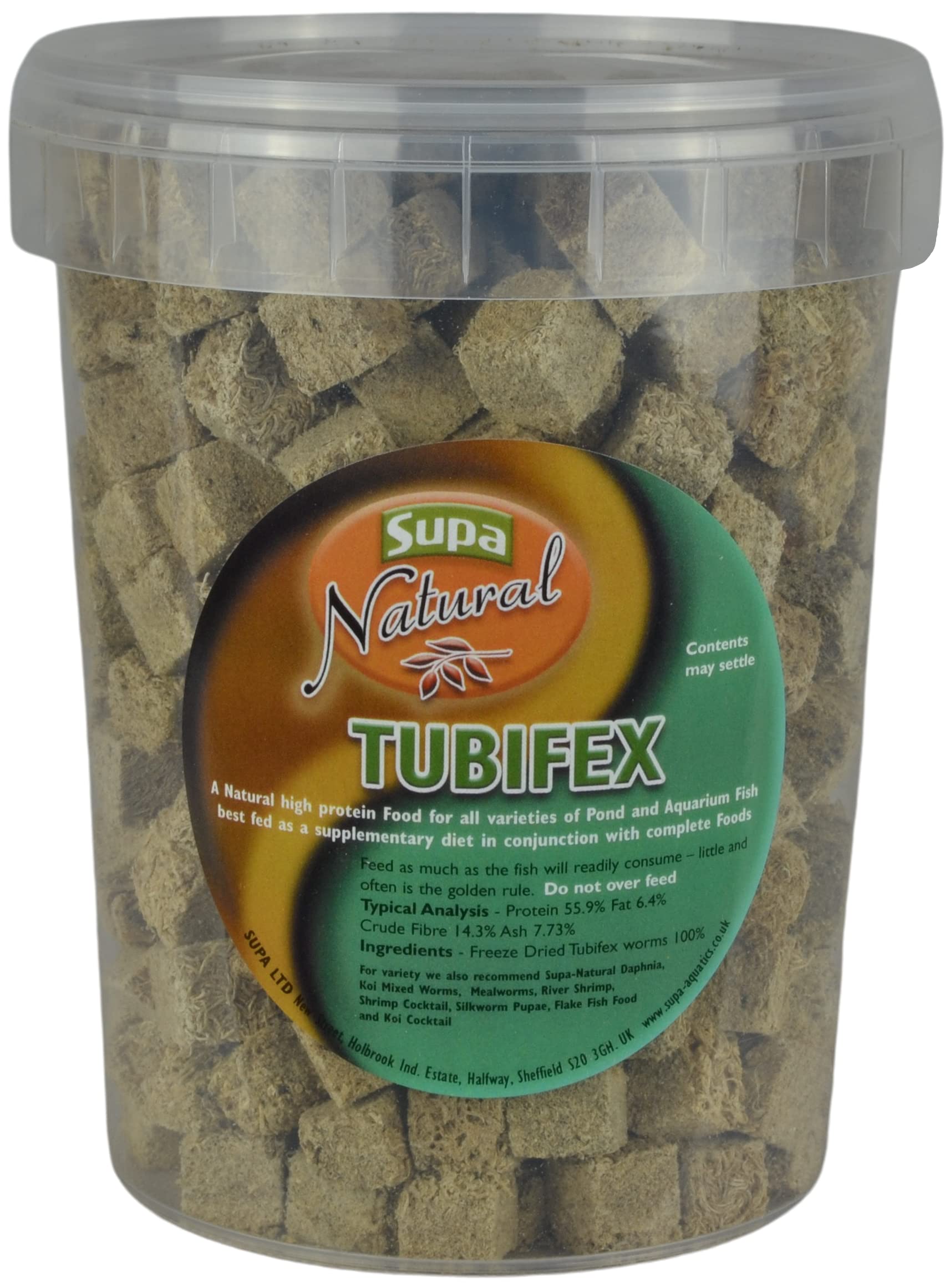 Supa Natural Tubifex Cubes, 1 Litre Bucket, Highly Nutritious Protein Rich Food, Suitable For Aquarium And Pond Fish,