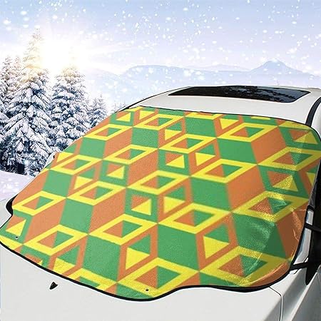Amazon Co Jp 収納省スペースィーカーフロントカバー車用キューブパターン完全シームレス3dサンシェード防水雪対策凍結防止カ 車 バイク