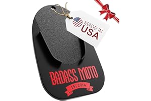 Badass Moto Motorcycle Kickstand Pad - Kick Stand Puck, Coaster Plate for Harley Davidson, Touring & Sport Bikes - Motorcycle Accessories for Grass, Dirt, Hot Pavement Parking Pad - USA Made, Black