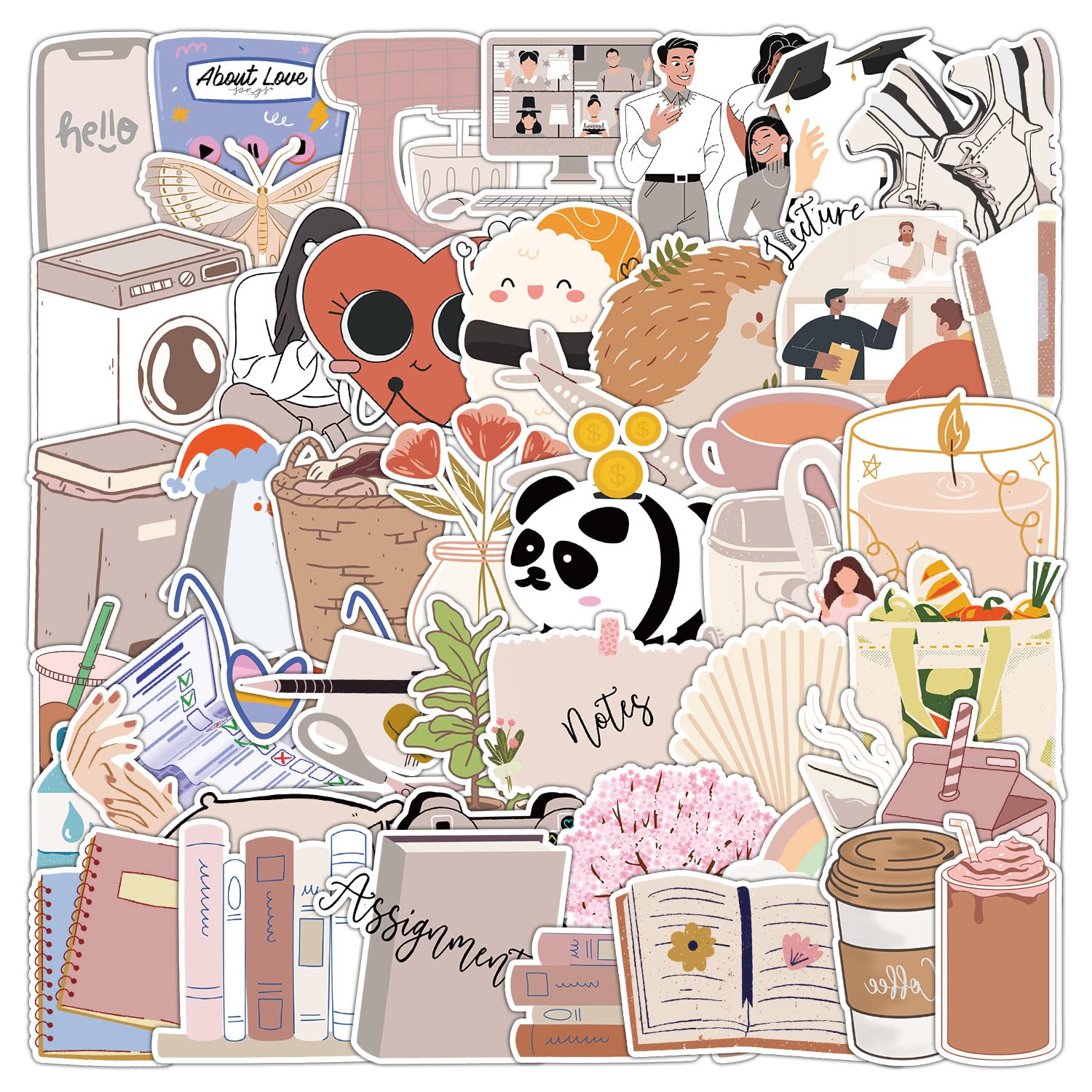 50Pcs Student Programs Stickers Laptop Car Scrapbook Phone Skateboard Suitcase Luggage Bike Student Plans Stickers Vinyl Waterproof Aesthetic Personalised Stickers for Teens Boys Girls Adults Children