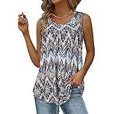 Womens Tank Tops Summer Sleeveless Blouse Crewneck Casual Loose Fit Tunic Shirt