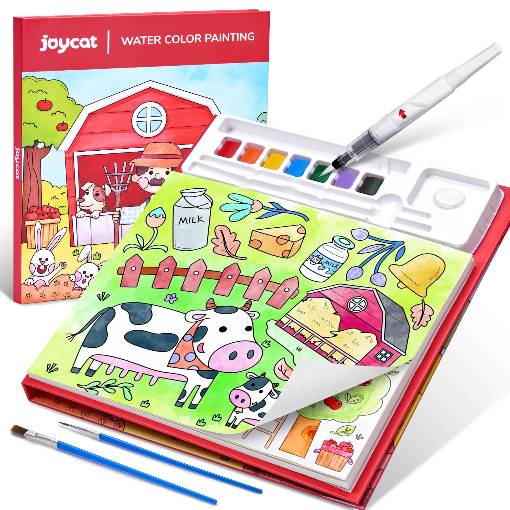 JoyCat Paint with Water Coloring Books for Toddlers, Watercolor Painting Sets for Kids Ages 3-5 4-8, Arts and Crafts Drawing Activities Toy Birthday Gift for Boys Girls (Red)
