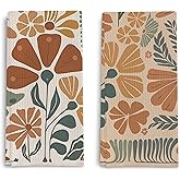 Qpenm Abstract Boho Floral Kitchen Towels Set of 2, 70s Retro Groovy Dish Towels for Kitchen, Vintage Boho Hand Towels for Bathroom, 16x24 Inches