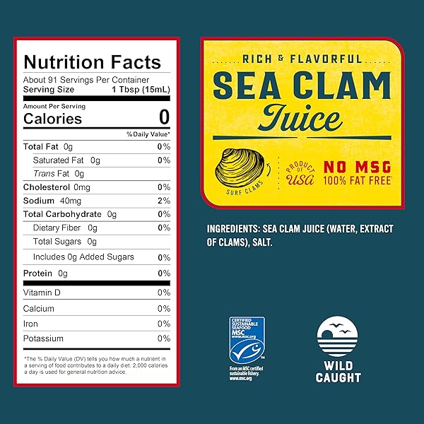 SNOW’S SEA CLAM JUICE, 46 OZ CAN – PREMIUM GRADE RICH & FLAVORFUL CLAM JUICE FROM WILD CAUGHT SURF CLAMS – GLUTEN FREE, KETO FRIENDLY, FAT FREE