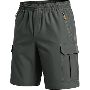 MAGCOMSEN Mens Hiking Cargo Shorts 8" Quick Dry Lightweight Athletic Work | 3 Zipper Pockets, Water Resistant, 4-Way Stretch,