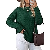 YUCOLEN Women's Chunky Cable Knit Pullover Sweater Crewneck Loose Vintage Casual Fall Long Sleeve Old Money Sweaters