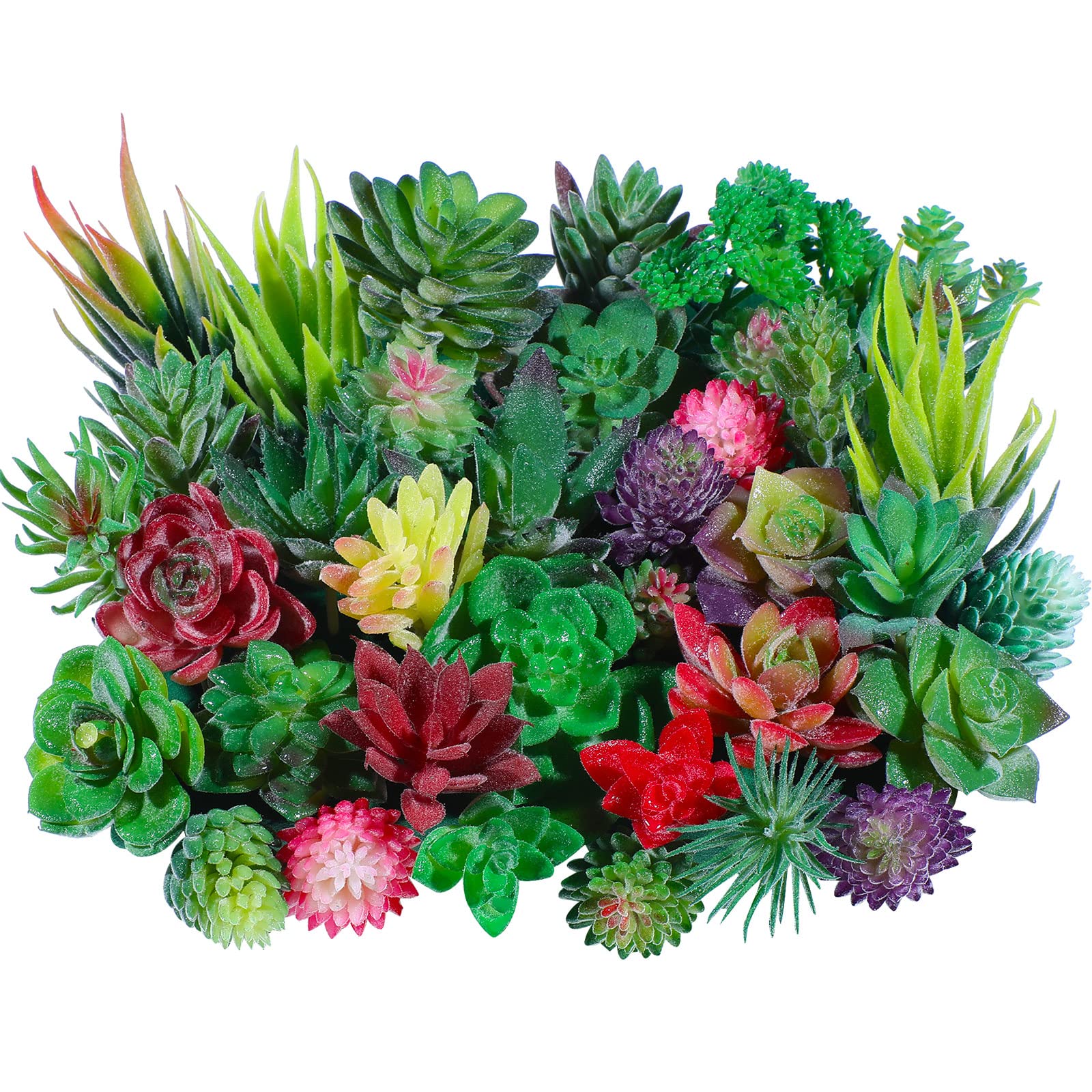 WILLBOND 18 Pieces Artificial Flocked Plants Plastic Succulent Unpotted Assorted Realistic Plants Fake Textured Succulent Picks for DIY Home Landscape Decorations