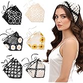 JATEBI 6 Pieces Hair Bandanas Crochet, Knit Head Scarf Bandana Vintage Headband Scarf Tie-Back Floral Daisy Head Coverings