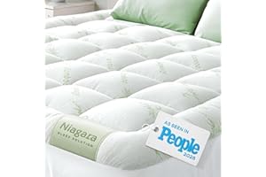 Niagara Sleep Solution Ultra Soft Queen Size Mattress Topper - Rayon Derived from Bamboo Pillow Top Mattress Pad for Back Pain Relief - Naturally Cooling for Hot Sleepers, Green