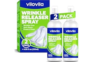 ViloVila Wrinkle Release Spray (Pack of 2), Fast-Acting Fabric Wrinkles Releaser & Freshener, Anti-Wrinkle, Static, & Odor Eliminator for Clothes, Curtains & Linens, Iron Alternative, Portable Spray