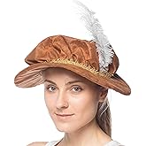 HMS mens Mob Cap With Feather Costume Accessories, Brown, One Size US