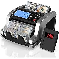 PONNOR Money Counter Machine with Value Count, UV/MG/IR/MT/DD Counterfeit Bill Detection, Dollar Euro Cash Counter with Count