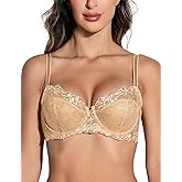Deyllo Women’s Minimizer Lace Bras Plus Size Underwire Full Coverage Unlined Bra