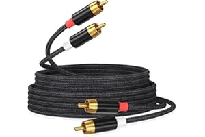 AGVEE 10ft RCA Cable, 2 RCA Male Thickened Six Claws Plug Stereo Auxiliary Audio Cord for Home Theater, Amplifier, Active Speakers or Subwoofer, Black
