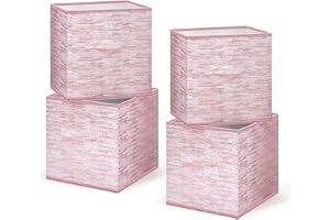 DAMAHOME Collapsible Storage Cube Bins - Fabric Cubby Organizer,Luxury Rosegold Decorative Shelf Basket Dual Handles,11 Inch Metallic Box For Nursery/Home Office/Closet/Kids Room/4-Pack(Rosegold)