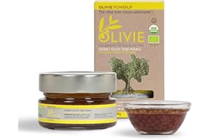 OLIVIE LES BIENFAITS DE L'OLIVIER Organic Olive Leaf Extract Capsules, PowerUp Pearls by OLIVIE, Hydroxytyrosol Supplement, Antioxidant Polyphenols, Immune & Brain Support, 100g
