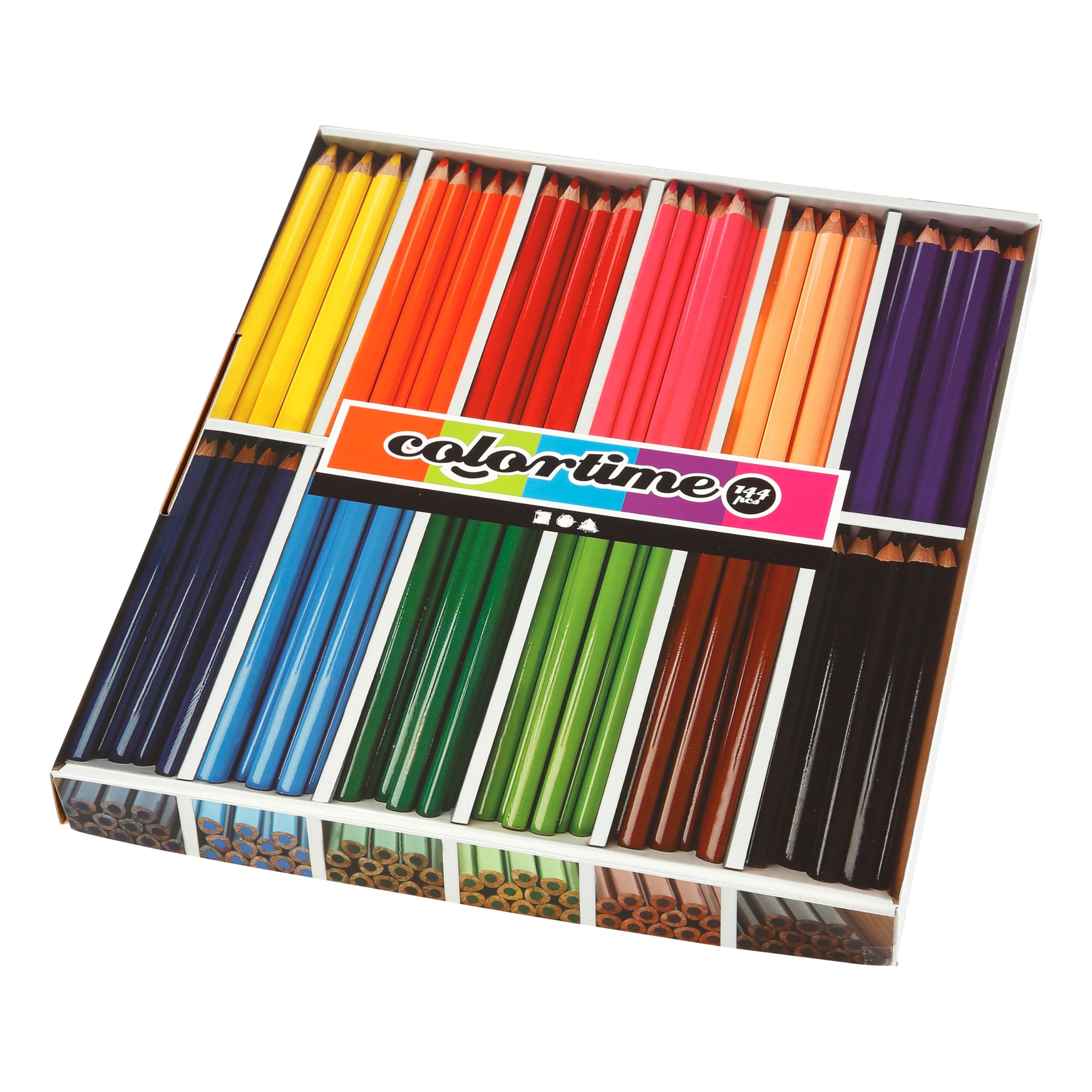 Colortime colouring pencils, lead: 5 mm, asstd colours, Jumbo, 144asstd
