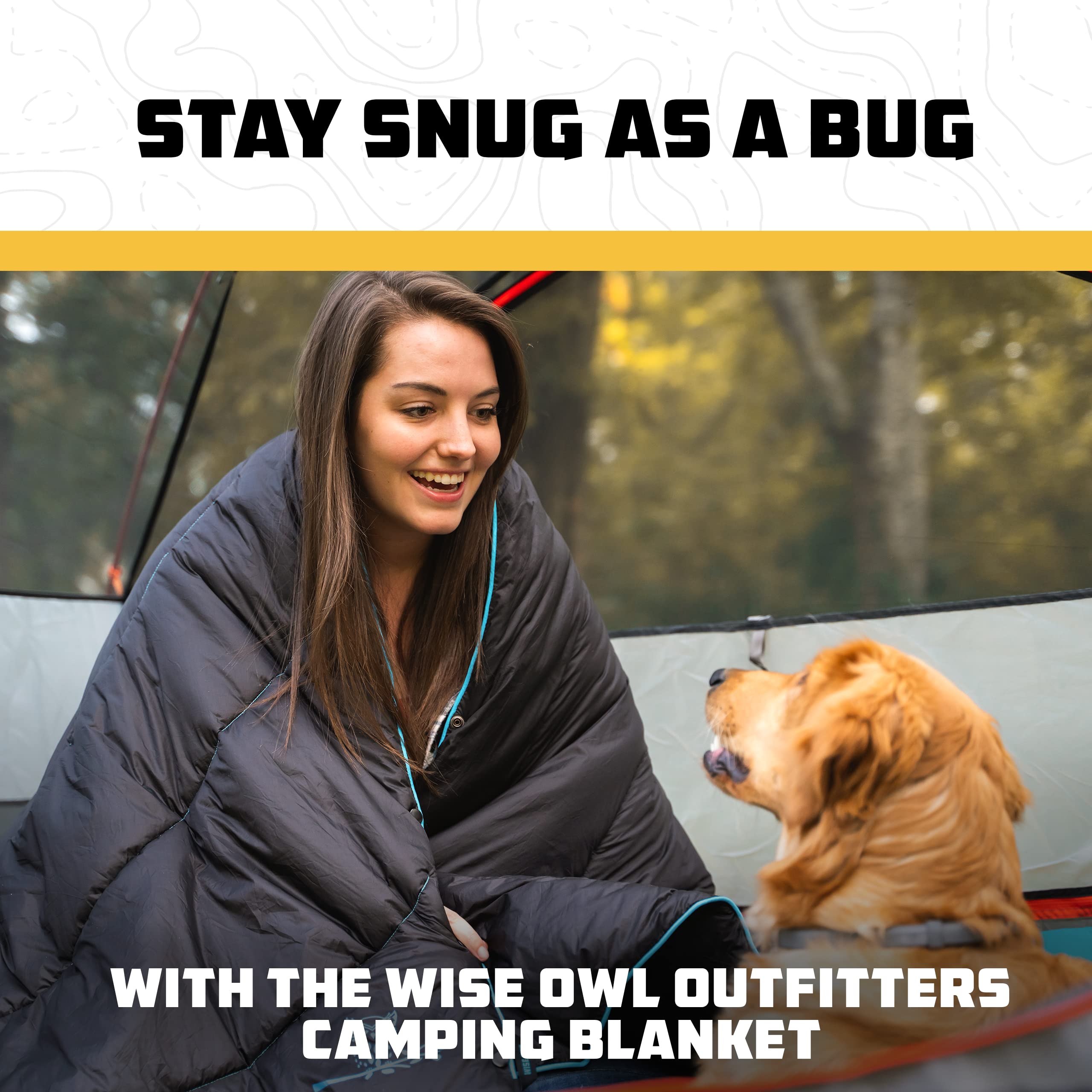 Wise Owl Outfitters Outdoor Camping Blanket – Lightweight Packable Puffy Quilt for Backpacking, Hiking & Travel – Warm Water Resistant Blanket for Cold Weather Camping