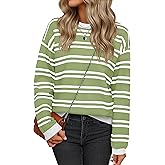 YUCOLEN Womens Striped Sweaters Casual Crewneck Long Sleeve Knit Pullover for Fall Winter