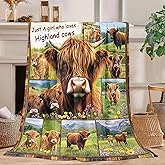 Highland Cow Blanket Highland Cow Decor Cozy Animal Throw Super Soft Plush Flannel Fleece Blanket Gift for Kids Adults Men Women Ultra Warm & Lightweight Flannel, 50"X40"