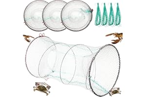 ZOPEAL 4 Pack Fishing Bait Trap Crab Trap Minnow Trap Crawfish Trap Lobster Trap Crayfish Shrimp Trap Net Portable Collapsible Fishing Traps with 49 Ft Rope Folded Fishing Accessories, 12 x 24 Inch