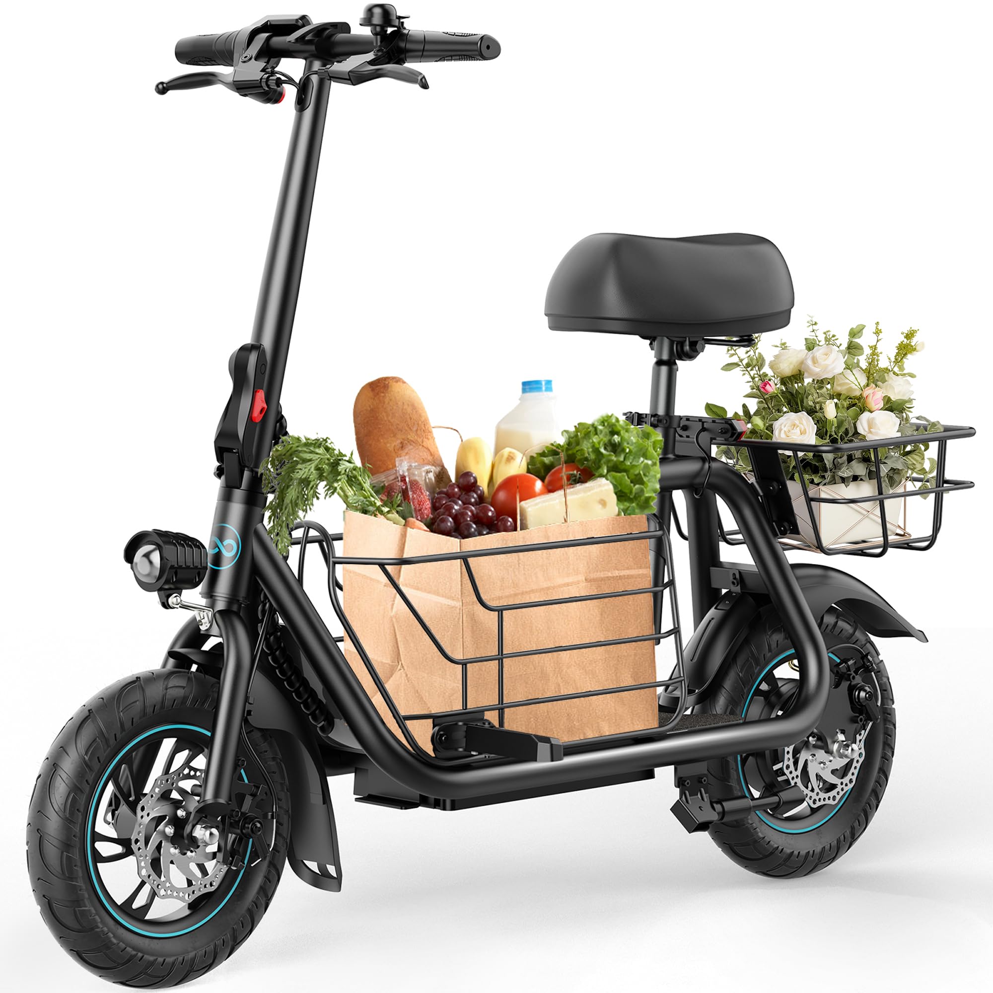 Photo 1 of ***(USED, SCUFF, SCRATCHES, NOT IN BOX, NO PACKAGING)*** 
 URBANMAX Electric Scooter with Seat, 550W Motor, 18.6MPH Top Speed, 20 Miles Range, Adults Electric Scooter with Large Storage Basket for Pets Dogs and Items?C1S-V1