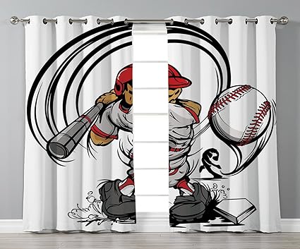 Amazon Com Stylish Window Curtains Teen Room Decor Baseball