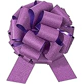LeZakaa 12" Purple Gift Bow - Giant Glitter Pull Bow, Car Bow, Giant Big Pull Bow for Large Gift Decoration, Birthday Bows, Wedding Bow, Holiday Bow, Christmas Bow (1 Pack)
