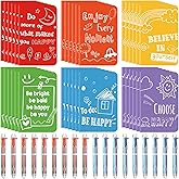 Fulmoon 30 Sets Mini Colorful Inspirational Notebooks Valentines Gift for Students with 6 in 1 Multicolor Retractable Ballpoint Pens Happiness Notepads Motivational Journals for Students Class Prizes