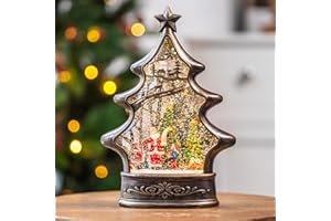 KIRSCHBLÜTE Christmas Tree Snow Globe, Adult Snow Globe, The Scene is Santa Claus distributing Gifts, Glittering Snowflakes, USB and Battery Powered Christmas Interior Decoration Gift.