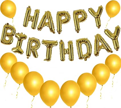 Amazon Com Geejamboree Gold Happy Birthday Balloons Banner