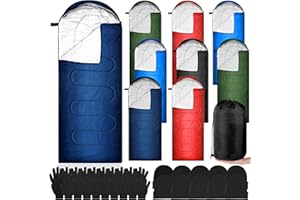 Tranqun 10 Set Sleeping Bags for Adult with Winter Beanies Gloves Set, Cotton Liner Camping Sleeping Bag Waterproof Warm Lightweight for Backpacking, Camping, Indoor Outdoor Homeless People