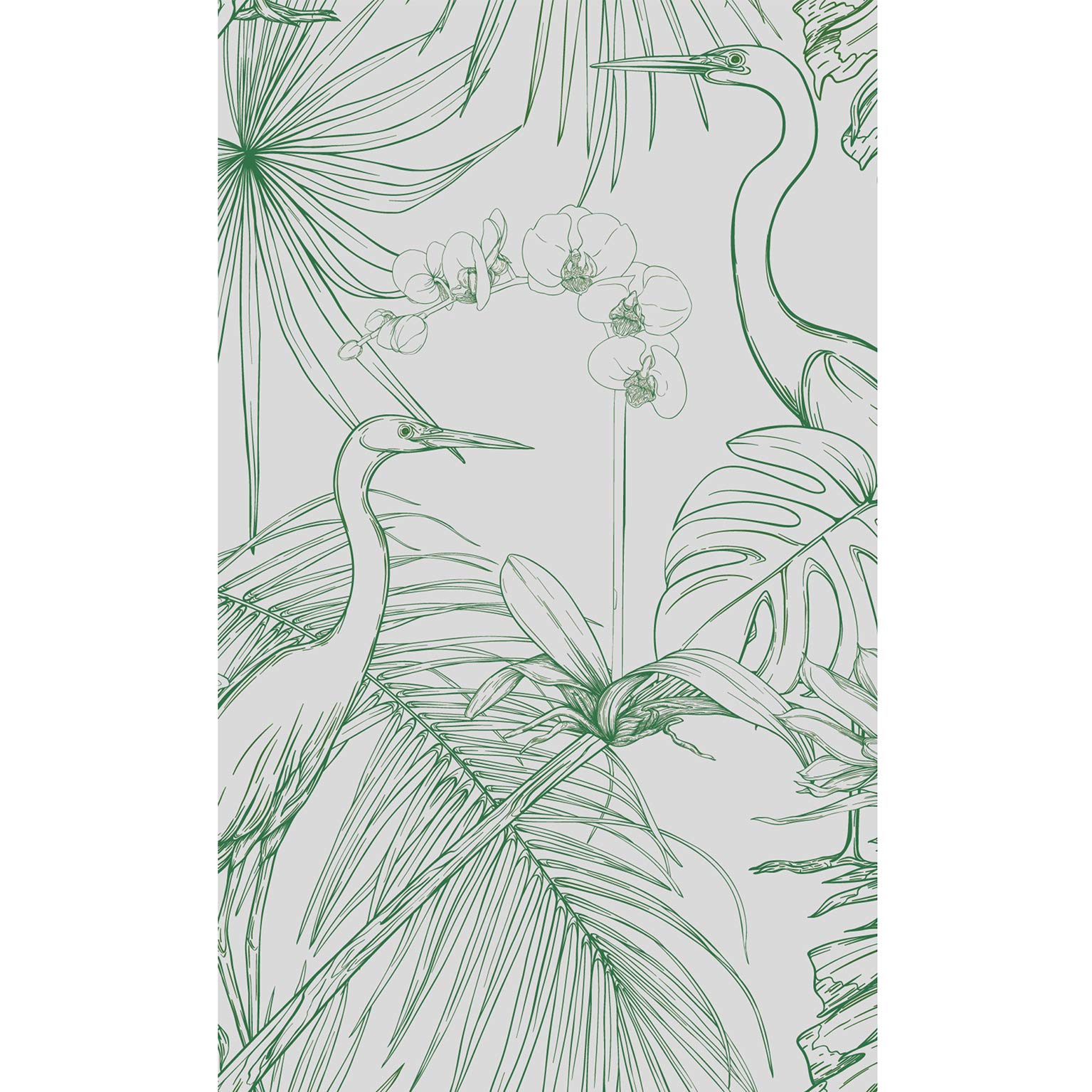 Plage 145466 PANORAMIC INTEGRATED BEACH ENGRAVING WHITE BIRDS GREEN, 1.5 x 2.5 m