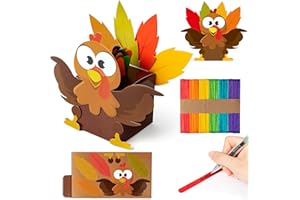 BeYumi Fall Thankful Turkey Craft - 16Pcs Thankful Turkey Jar Craft Kit DIY Religious Prayer Jar with Popsicle Stick Thanksgiving Gratitude Paper Box School Fun Activities for Kids